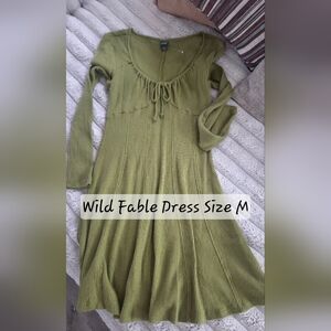 wild fable Olive Green Ribbed Midi Dress